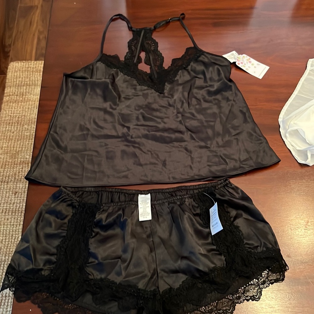 Silky black night wear